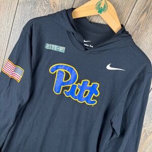 Nike Pitt Panthers Dri-Fit Long Sleeve Hooded Tee Shirt NWT Military Mens Small